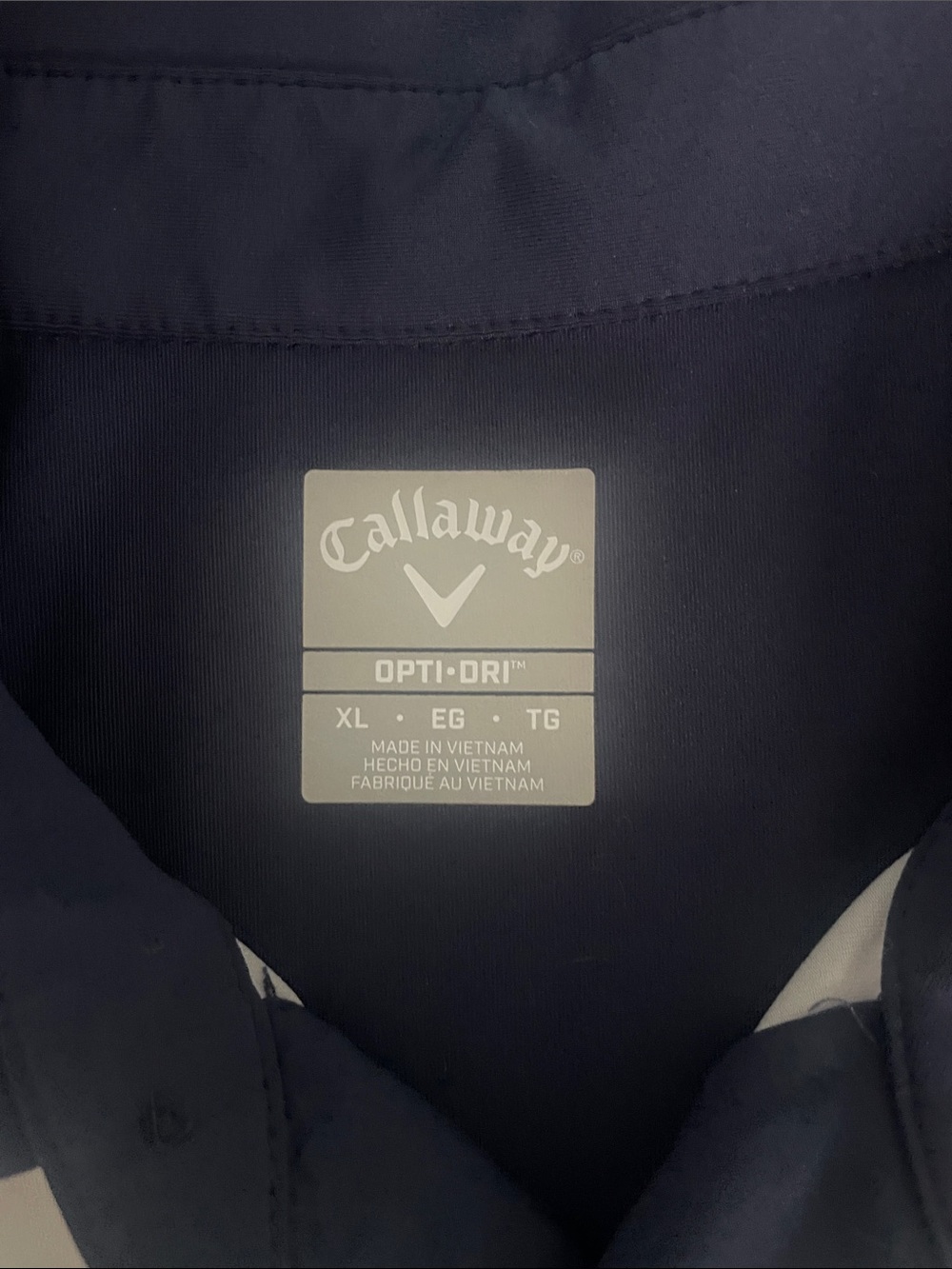 Callaway Navy Polo with Red and White Stripes